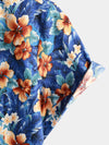Men's Summer Floral Print Beach Resort Holiday Cotton Aloha Short Sleeve Hawaiian Shirt