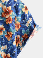 Men's Summer Floral Print Beach Resort Holiday Cotton Aloha Short Sleeve Hawaiian Shirt