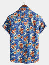 Men's Summer Floral Print Beach Resort Holiday Cotton Aloha Short Sleeve Hawaiian Shirt
