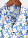 Men's Summer Floral Print Holiday Flower Resort Casual Lapel Light Blue Short Sleeve Shirt