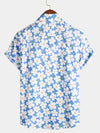 Men's Floral Print Holiday Flower Casual Short Sleeve Shirt