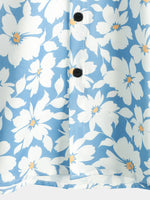 Men's Summer Floral Print Holiday Flower Resort Casual Lapel Light Blue Short Sleeve Shirt