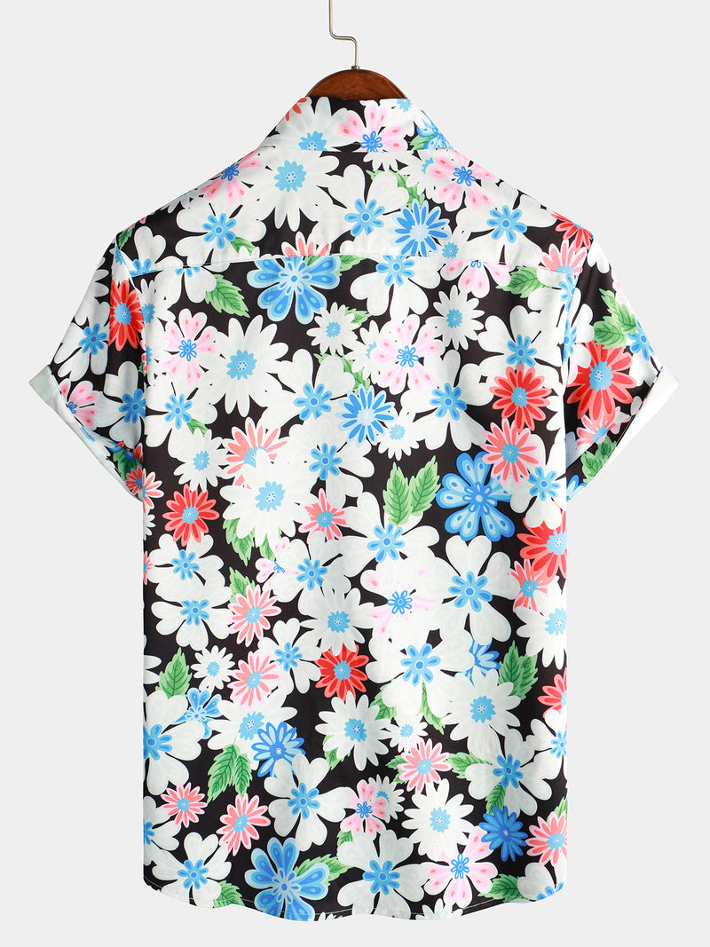 Bundle Of 3 | Men's Floral Casual Beach Summer Holiday Short Sleeve Shirt