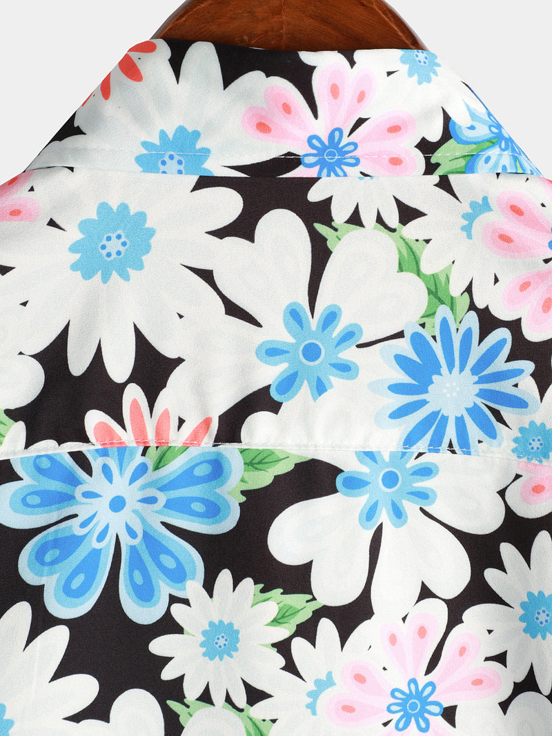 Men's Leisure Floral Print Holiday Flower Resort Casual Art Short Sleeve Shirt
