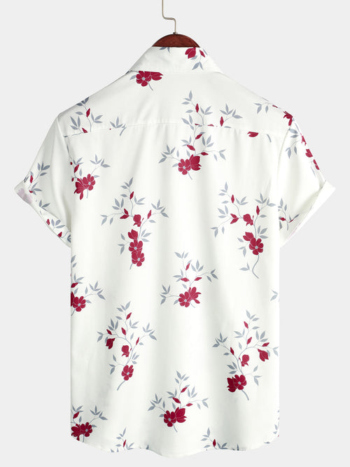 Men's Hawaiian White Leisure Top Short Sleeve Shirt