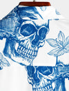 Men's Skull Rock and Roll Cool Tropical Vacation Short Sleeve Beach Crazy White Hawaiian Shirt