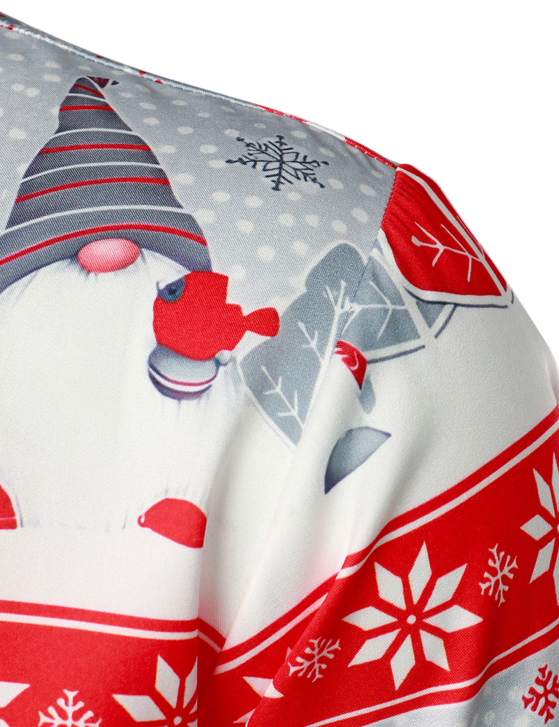 Men's Holiday Striped Long Sleeve Vacation Cute Gnome Christmas Shirt