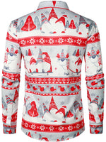 Men's Holiday Striped Long Sleeve Vacation Cute Gnome Christmas Shirt