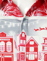 Men's Snowflake Striped Print Button Up Long Sleeve Lapel Christmas Shirt