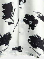 Men's Casual Floral Button Up Black And White Short Sleeve Shirt