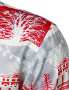Men's Snowflake Striped Print Button Up Long Sleeve Lapel Christmas Shirt