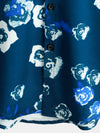 Men's Holiday Summer Casual Floral Button Up Navy Blue Short Sleeve Shirt