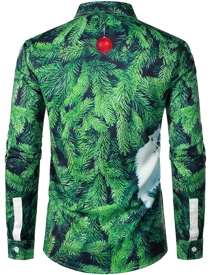 Men's Christmas Print Regular Fit Funny Outfit Themed Top Long Sleeve Shirt