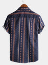 Men's Retro Button Up Short Sleeve Cotton 70s Shirt