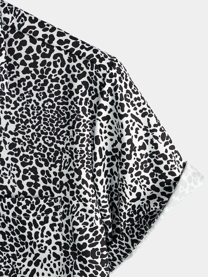 Men's Leopard Summer Pocket Short Sleeve Shirt