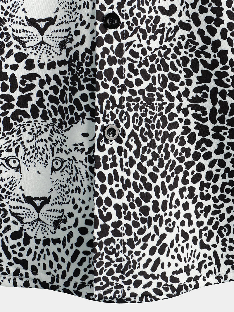 Men's Leopard Summer Pocket Short Sleeve Shirt