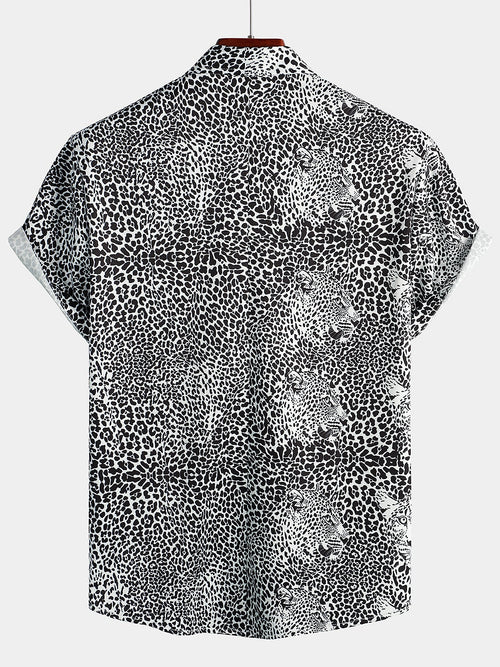 Men's Leopard Summer Pocket Short Sleeve Shirt