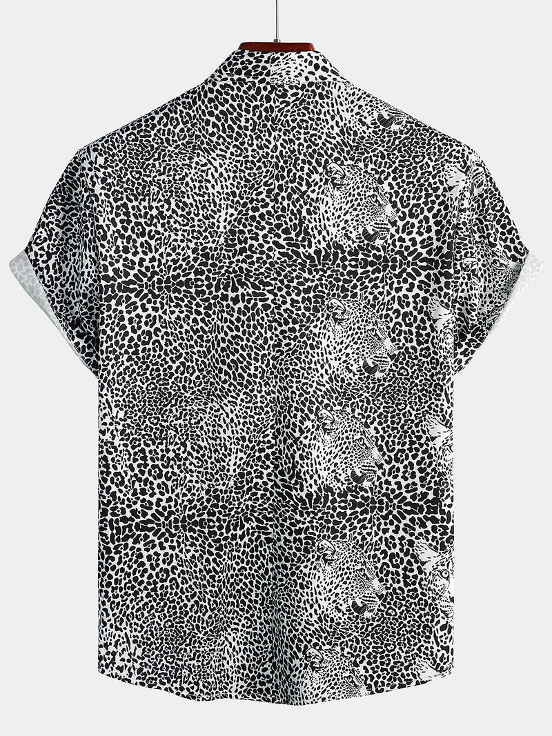 Men's Leopard Summer Pocket Short Sleeve Shirt