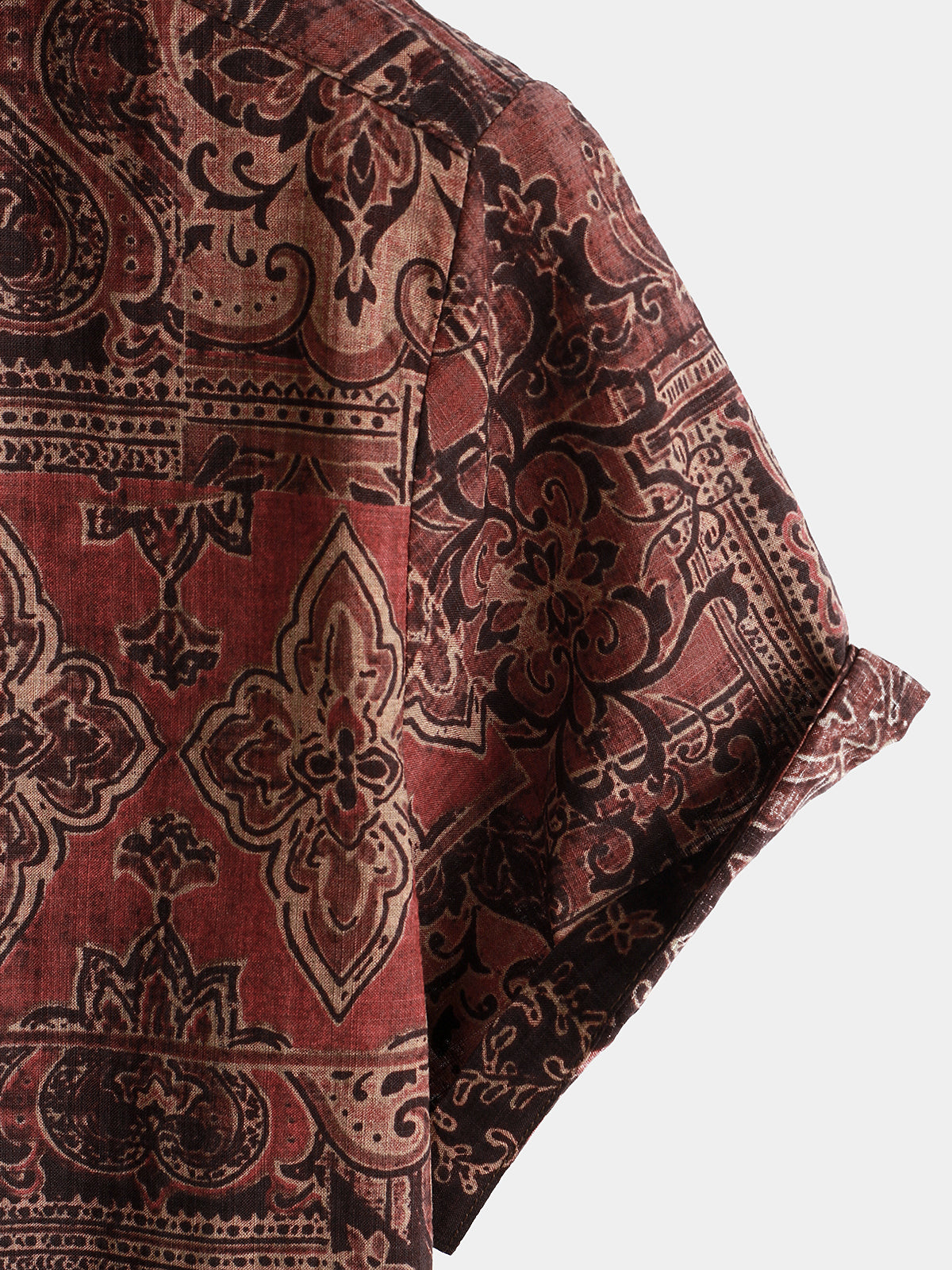 Men's Retro Paisley Floral Print Cotton Button Up Vintage