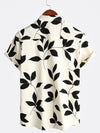 Men's Holiday Floral Print Combed Cotton Summer Casual Button Short Sleeve Shirt
