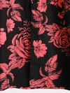 Men's Red Rose Flower Print Floral Holiday Casual Black Short Sleeve Shirt