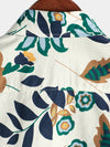 Men's Cotton Cool Breathable Floral Print Flower Beach Resort Casual White Short Sleeve Shirt