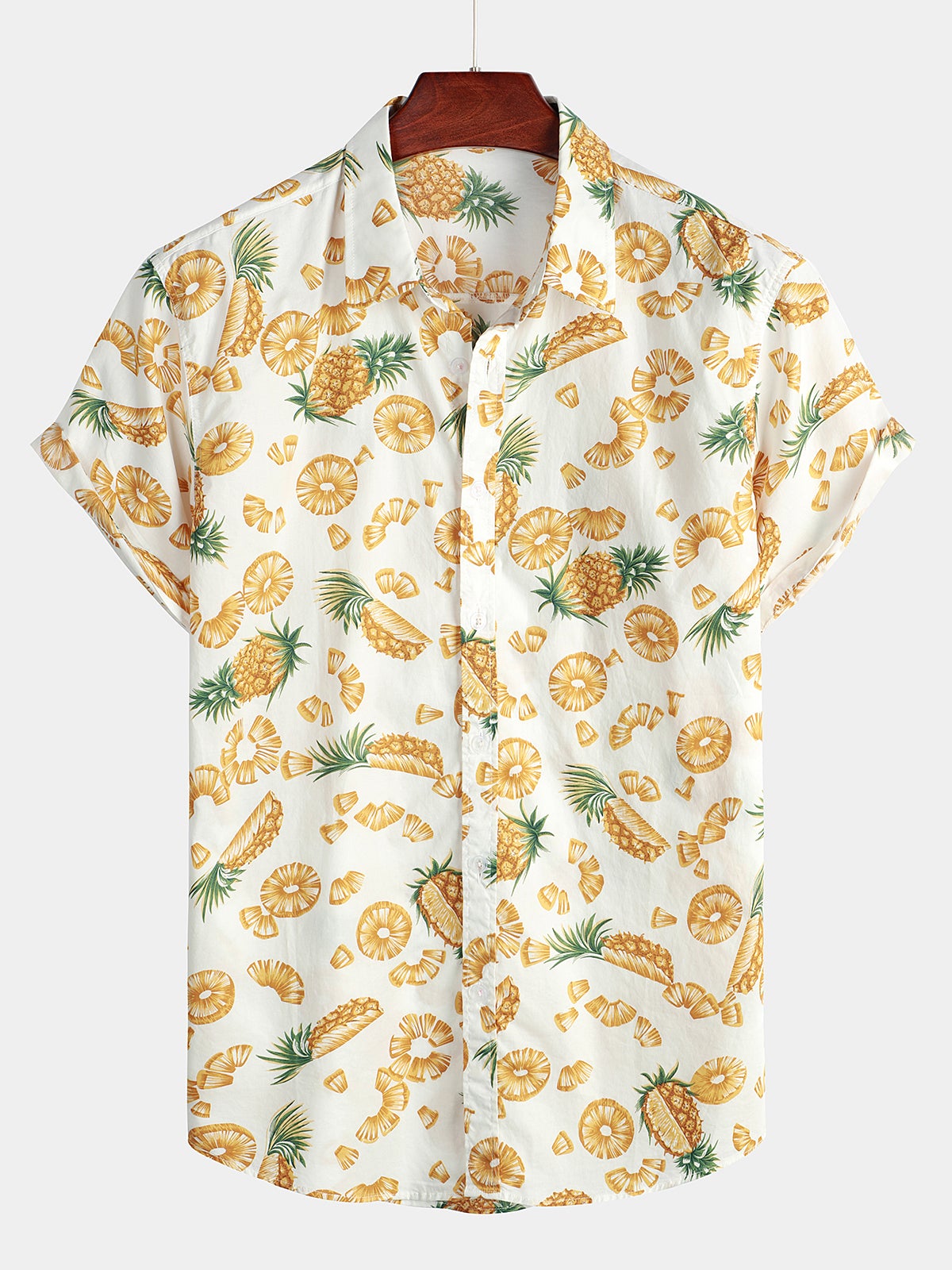 Men's Pineapple Print Short Sleeve Hawaiian Shirt