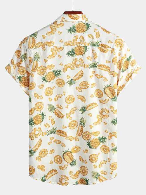 Men's Pineapple Print Short Sleeve Hawaiian Shirt