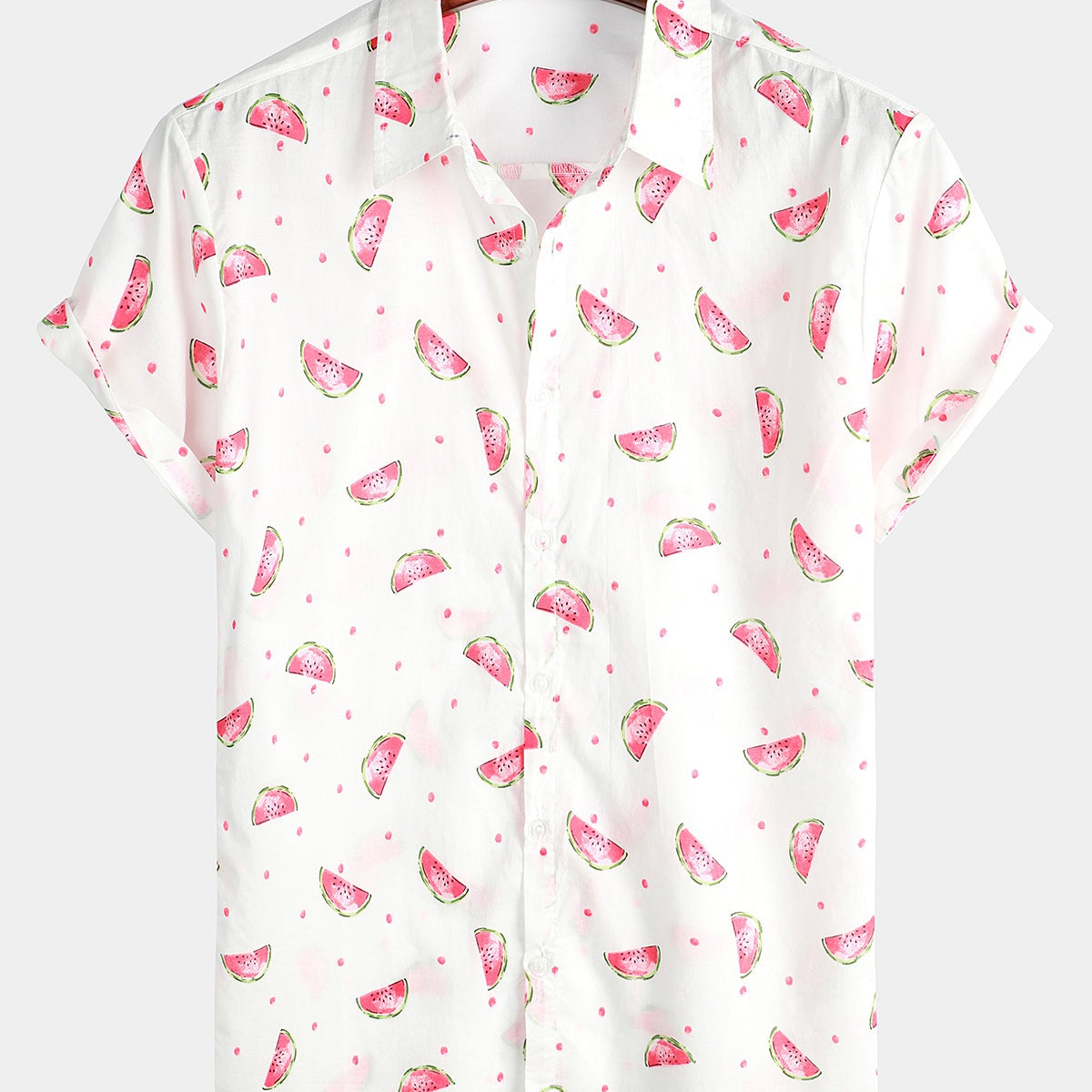 Men's Watermelon Print Short Sleeve Hawaiian Shirt