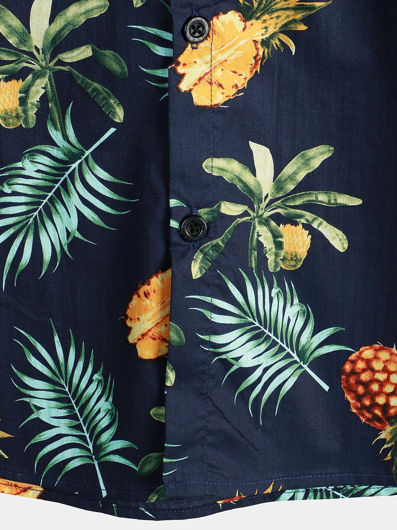 Men's Pineapple Print Short Sleeve Hawaiian Shirt