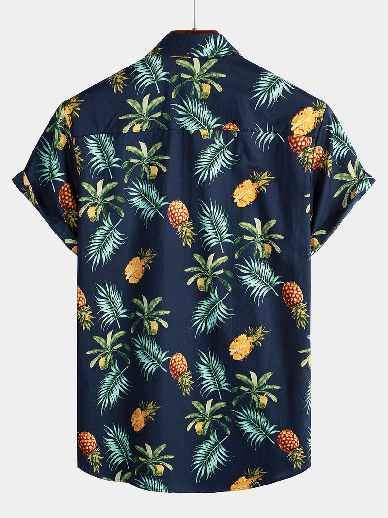 Men's Pineapple Print Short Sleeve Hawaiian Shirt