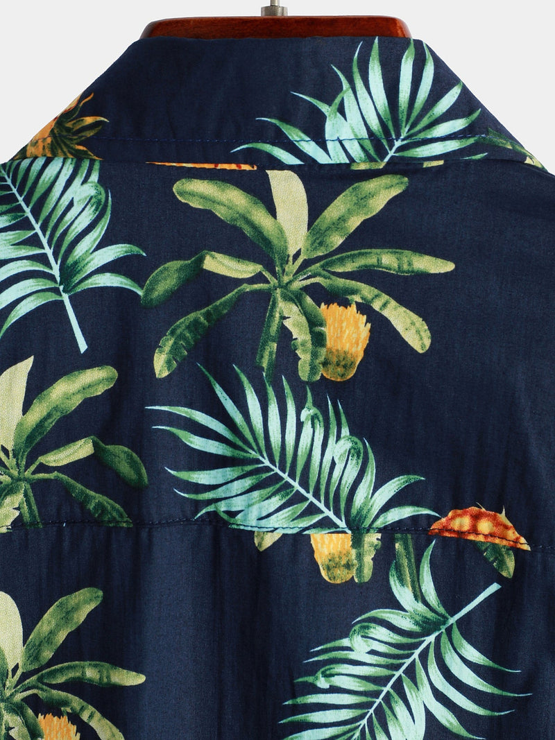 Men's Pineapple Print Short Sleeve Hawaiian Shirt