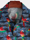 Men's Parrot Print Beach Short Sleeve Shirt