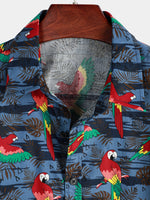Men's Parrot Print Beach Short Sleeve Shirt