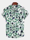 Men‘s Summer Floral Print Short Sleeve Casual Holiday Pocket Shirt