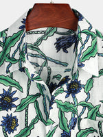 Men‘s Summer Floral Print Short Sleeve Casual Holiday Pocket Shirt