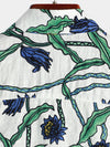 Men‘s Summer Floral Print Short Sleeve Casual Holiday Pocket Shirt