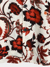 Men's Beige Floral Print Pocket Short Sleeve Hawaiian Shirt