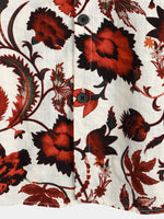 Men's Beige Floral Print Pocket Short Sleeve Hawaiian Shirt