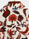 Men's Beige Floral Print Pocket Short Sleeve Hawaiian Shirt