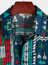 Men's Navy Blue Boho Short Sleeve Retro Shirt