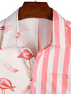Men's Pineapple & Striped Print Holiday Short Sleeve Shirt