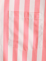 Men's Pineapple & Striped Print Holiday Short Sleeve Shirt