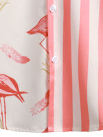 Men's Pineapple & Striped Print Holiday Short Sleeve Shirt
