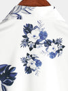 Bundle Of 3 | Men's Floral & Stripe Holiday Summer Print Casual White Beach Short Sleeve Shirts