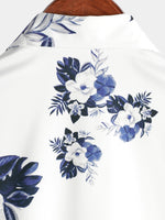 Bundle Of 3 | Men's Floral & Stripe Holiday Summer Print Casual White Beach Short Sleeve Shirts