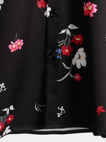 Men's Pink Floral Vacation Short Sleeve Button Camp Black Hawaiian Shirt