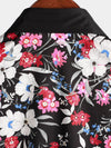 Men's Pink Floral Vacation Short Sleeve Button Camp Black Hawaiian Shirt