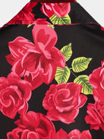 Men's Red Rose Skull Summer Love Art Funny Short Sleeve Button up Hawaiian Shirt