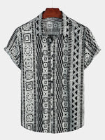 Men's Casual Boho Button Up Short Sleeve Shirt